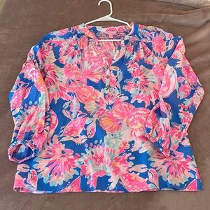 Elsa Silk Blouse - Bennet Blue Bay Dreamin’ Print